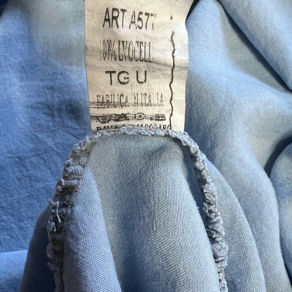 MIA MODA Bohochic Tasseled Tank Top Lyocell Blue Size M Aztec Trim Made in Italy - Picture 8 of 8